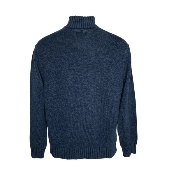 Chaps Ralph Lauren Sweater Mens Medium 3 Button Dark Blue Cotton Long Sleeve - Picture 2 of 8